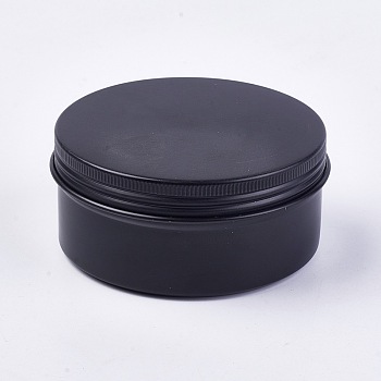 Round Aluminium Tin Cans, Aluminium Jar, Storage Containers for Cosmetic, Candles, Candies, with Screw Top Lid, Gunmetal, 8.6x3.9cm, capacity: 150ml