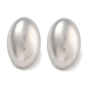 304 Stainless Steel Oval Stud Earrings for Women, Stainless Steel Color, 26x17mm