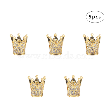 13mm Clear Crown Brass+Cubic Zirconia Beads