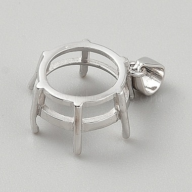 925 Sterling Silver Pendant Cabochon Settings(STER-WH0816-004P-02)-2