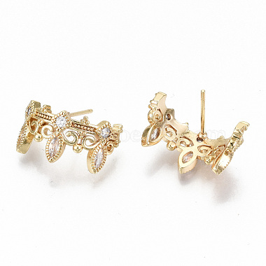 Boucles d'oreilles en laiton zircon cubique micro pavé clair(KK-T062-42G-NF)-2