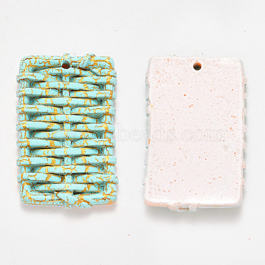Pale Turquoise Rectangle Resin Pendants