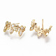 Boucles d'oreilles en laiton zircon cubique micro pavé clair(KK-T062-42G-NF)-2