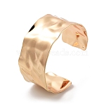 304 Stainless Steel Textured Wide Open Cuff Bangles for Women, Real 18K Gold Plated, Inner Diameter: 2-5/8 inch(6.6cm), 36mm(BJEW-Z067-01G-02)
