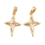 Brass & Natural Freshwater Shell Pendants, Star Charms, Seashell Color, Real 18K Gold Plated, 20x13.5x2mm, Hole: 4.5x2mm(KK-H538-05G)