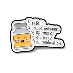 Enamel Pins, Alloy Lapel Pin Backs for Backpack Clothes, Black, Symptoms vs Side Effects Medicine Bottle, 22x34mm(JEWB-A038-11A-EB)