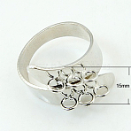 Cuff Brass Ring Shanks, Loop Ring Blank, Nickel Free, Platinum, 18mm(X-KK-B201-P)