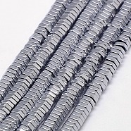 Electroplate Non-magnetic Synthetic Hematite Beads Strands, Hexagon, Grade A, Platinum Plated, 2x1mm, Hole: 1mm, about 400pcs/strand, 16 inch(G-J165-2mm-08)