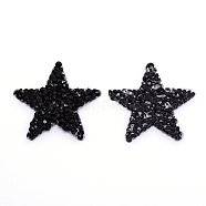 Star Rhinestone Patches, Iron/Sew on Appliques, Costume Accessories, for Clothes, Bag Pants, Shoes, Cellphone Case, Black, 37x40x2.5mm(DIY-WH0189-25A-01)