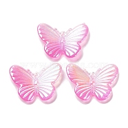 Acrylic Pendants, AB Color Plated, Butterfly, Old Rose, 20x26x3mm, Hole: 1.4mm(OACR-H116-03C)