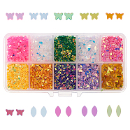 Olycraft Horse Eye & Butterfly Shining Nail Art Glitter, Manicure Sequins, DIY Sparkly Paillette Tips Nail, Crystal Epoxy Resin Material Filling , Mixed Color, 2~5x2~3x0.1mm, 110g/box(MRMJ-OC0001-97)