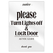 Acrylic Blank Table Signs, for Home Decoration, Wedding, Party, Rectangle with Word Please Turn off Lights & Lock Door as You Leave, Word, 127x90x4mm(AJEW-WH0476-003)