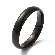 Ion Plating(IP) 304 Stainless Steel Flat Plain Band Rings, Black, Size 9, Inner Diameter: 19mm, 4mm(STAS-I160-C-19mm-B)