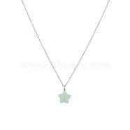Stainless Steel Cable Chain Necklace, Star Natural Green Aventurine Pendant Necklace for Women, 17-3/4 inch(45cm)(QL5593-3)