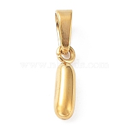 316L Surgical Stainless Steel Charms, Letter Charm, Golden, Letter I, 10x2.5x2.5mm, Hole: 2.5x4.5mm(STAS-G315-01G-I)