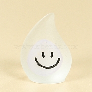 Luminous Resin Small Flame with Smiling Face Display Decoration, Glow in the Dark, Micro Landscape Car Desktop Ornaments, White, 25x18x16mm(PW-WG60549-06)
