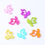 Opaque Acrylic Pendants, Swan, Mixed Color, 32x30x4.5mm, Hole: 3mm, about 250pcs/500g(SACR-S202-06)