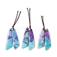 Natural Calcite Pendants, Dyed, Wing Section, 45x12x3mm, Hole: 1.2mm(X-G-K317-F06)