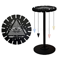 Wooden Wheel, Wooden Display Shelf, Black Holder Stand, Rustic Divination Pendulum Storage Rack, Witch Stuff, Eye, Wheel: 120x8mm, 2pcs, Studdle: 288x12mm, 1pc(DJEW-WH0046-066)