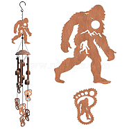 Iron Pendant Decoration, Wind Chime, with Rope and Hooks, Monkey, 76.2~140x50~110mm(HJEW-WH0086-001)