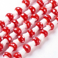 Handmade Lampwork Beads Strands, Mushroom, Red, 12x16mm, Hole: 1mm, about 25 pcs/strand, 16 inch(LAMP-Q001-9)