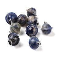Natural Sodalite Pendants, Planet Charms, with Platinum Plated Alloy Snap on Bails, 19.5~21.5x18~18.5mm, Hole: 5.5x3.3mm(G-B041-01P-13)