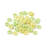 Eco-Friendly Handmade Polymer Clay Beads, for DIY Jewelry Crafts Supplies, Disc/Flat Round, Heishi Beads, Green Yellow, 6~6.5x1mm, Hole: 1.6~1.8mm, about 9500~13250pcs/500g(CLAY-XCP0001-21A-02)