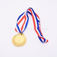 Zinc Alloy Medals, with Polyester Cord, Flat Round with Number, Golden, Num.1, 18.6 inch(47.4cm)(NJEW-WH0007-03A)