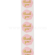 Thank You Stickers Round Labels for Envelope Greeting Cards, Pink, 25x25mm 150pcs/roll(DIY-R084-06C)