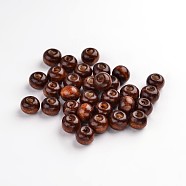 Dyed Natural Wood Beads, Round, Lead Free, Coconut Brown, 10x9mm, Hole: 3mm(X-WOOD-Q006-10mm-06-LF)