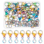 DICOSMETIC 30Pcs Ion Plating(IP) 304 Stainless Steel Lobster Claw Clasps & 50Pcs Open Jump Rings, Rainbow Color, Lobster Claw Clasps: 30pcs(STAS-DC0006-66)