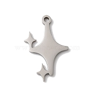 Non-Tarnish 5Pcs 201 Stainless Steel Pendants, Laser Cut, Star Charm, Stainless Steel Color, 17x11x1mm, Hole: 1.2mm(STAS-Z068-04P)