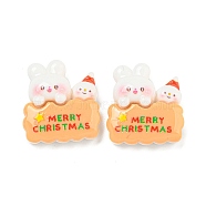 Christmas Rabbit Theme Opaque Resin Decoden Cabochons, Snowman, 23x20.5x8mm(CRES-B022-04F)