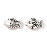 Tibetan Style Zinc Alloy Fish Beads, Antique Silver, 12x8x4mm, Hole: 1mm(X-TIBEB-R061-097)