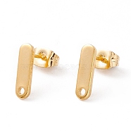 201 Stainless Steel Stud Earring Findings with Hole, 304 Stainless Steel Pins and Ear Nuts, Rectangle, Real 24K Gold Plated, 12x3.5mm, Hole: 1.4mm, Pin: 0.8mm(EJEW-A071-16G)