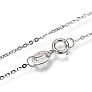 Electroplated Sterling Silver Cable Chain Necklaces, with Spring Ring Clasps, Thin Chain, Platinum, 16 inchx1mm(X-NJEW-N0048-46-16)