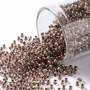 TOHO Round Seed Beads, Japanese Seed Beads, (1071) Dusty Mauve Lined Crystal Luster, 11/0, 2.2mm, Hole: 0.8mm, about 50000pcs/pound(SEED-TR11-1071)