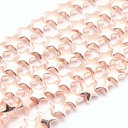 Electroplate Non-magnetic Synthetic Hematite Beads Strands, Grade AA, Long-Lasting Plated, Star, Light Rose Gold Plated, 6x6mm, Hole: 0.8mm, about 85pcs/strand, 15.7 inch(40cm)(G-L485-14-LRG)