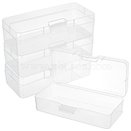 Plastic Bead Containers with Hinged Lid, Rectangle, Clear, 16.4x7.3x4.6cm(AJEW-WH0479-90)