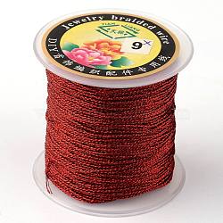 Round Metallic Thread, Embroidery Thread, 9-Ply, Dark Red, 0.8mm, about 65.61 yards(60m)/roll(MCOR-L001-0.8mm-03)