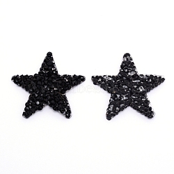 Star Rhinestone Patches, Iron/Sew on Appliques, Costume Accessories, for Clothes, Bag Pants, Shoes, Cellphone Case, Black, 37x40x2.5mm(DIY-WH0189-25A-01)