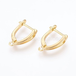 Brass Hoop Earring Findings, with Latch Back Closure, Golden, 18.5x13x4mm, Hole: 1.2mm, Pin: 1mm(ZIRC-F088-057G)