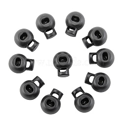 1-Hole Dyed Iron Spring Loaded Eco-Friendly Plastic Round Buckle Cord Toggle Lock Beans Stoppers for Sportwear Luggage Backpack Straps, Survival Bracelet Clasps, Black, 18x15x13mm, Hole: 6x3.5mm(X-FIND-E004-60B-15mm)