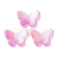 Acrylic Pendants, AB Color Plated, Butterfly, Old Rose, 20x26x3mm, Hole: 1.4mm(OACR-H116-03C)