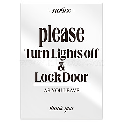 Acrylic Blank Table Signs, for Home Decoration, Wedding, Party, Rectangle with Word Please Turn off Lights & Lock Door as You Leave, Word, 127x90x4mm(AJEW-WH0476-003)