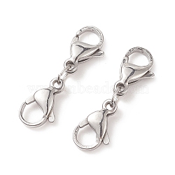 Non-Tarnish 304 Stainless Steel Double Lobster Claw Clasps, Stainless Steel Color, 32mm(STAS-E163-57P-E)