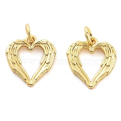 Rack Plating Brass Pendants, Cadmium Free & Lead Free, Long-Lasting Plated, Heart, Real 18K Gold Plated, 14x13x2mm, Hole: 5mm(KK-S371-04G-01)