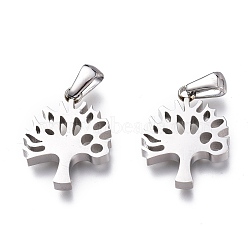 304 Stainless Steel Pendants, Manual Polishing, Tree of Life, Stainless Steel Color, 21.5x16x3mm, Hole: 6x2.5mm(STAS-Z006-01P)