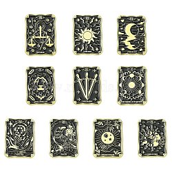 10Pcs 10 Styles Alloy Enamel Pins, Tarot Card, Mixed Shapes, 30~30.5x21~22.5mm, 1pc/style(JEWB-CJ0001-67)