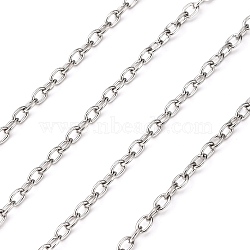 304 Stainless Steel Cable Chains, Soldered, with Spool, Stainless Steel Color, 3x2x0.5mm, about 32.8 Feet(10m)/roll(CHS-A003I-0.5mm)